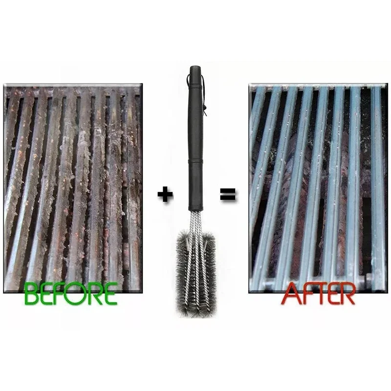 FINDKING Grill Cleaning Brush BBQ Tool Grill Brush 3 Stainless Steel Brushes In 1 Cleanin Bbq Accessories Best Cleaner Barbecue