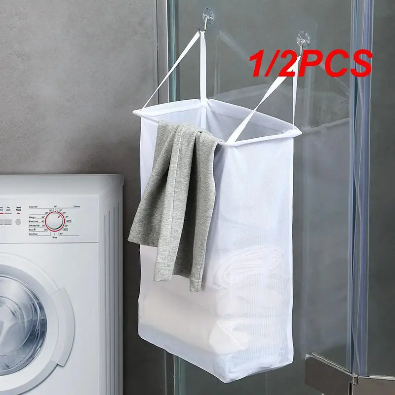 

1/2PCS Foldable Mesh Breathable Laundry Basket Bag Wall-mounted Dirty Clothes Sundries Organizers Kids Baby Toys Storage Laundry
