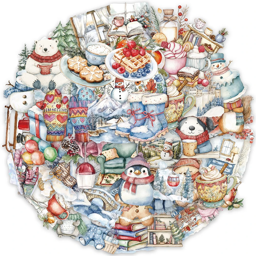 10/30/50pcs 투명 귀여운 겨울 크리스마스 스티커 미적 눈 풍경 데칼 DIY 노트북 전화기 기타 그래피티 스티커 장난감