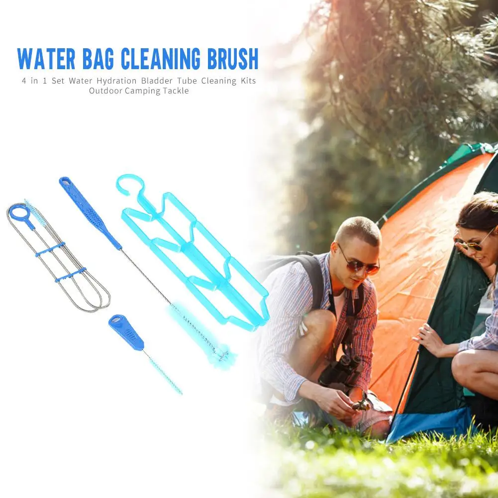 4Pcs Hydration Water Bladder Cleaning Kit Multifunction Water Bladder Tube Brush Water Bag Cleaning Brush Kit for Water Tank