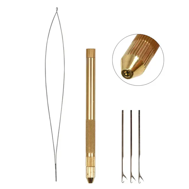 Human Hair Lace Front Wig Making Set New Wooden Handle Ventilation Needle  Hook Fixed Wig Tools