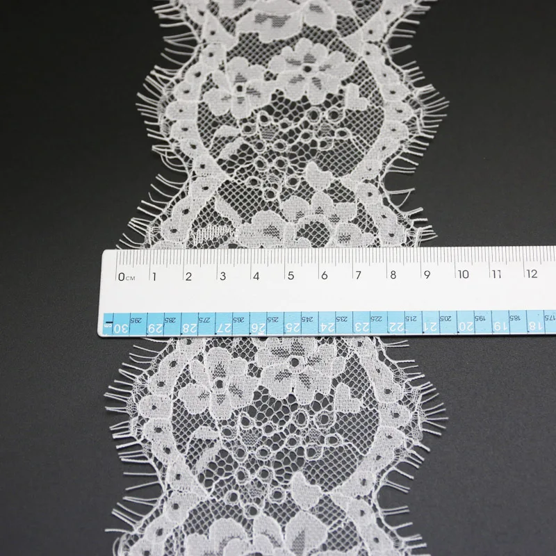 (3 meters/roll) 80mm White Lace Fabric Sewing Garment Ribbon Wedding Dress Fabric Handwork DIY Eyelash Lace