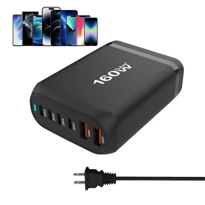 

Зарядное устройство USB 160 Вт с 6 портами и функцией быстрой зарядки
