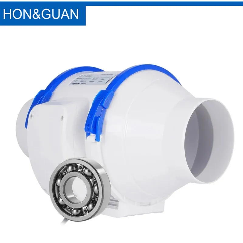 Hon&Guan 4 6 8 inch Silent Inline Duct Fan 220V Exhaust Ventilation Outlet Air Extractor Hood fan for bathroom Toilet Kitchen new round exhaust fans home silent inline pipe duct fan bathroom extractor ventilation kitchen toilet wall air clean ventilator