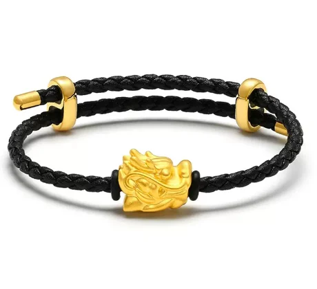 24k-pure-gold-dragon-charms-bracelet-for-couples-999-real-gold-charms-black-leather-string