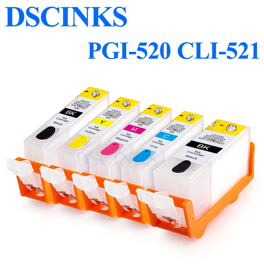 Ink Cartridge PGI-520 CLI-521 Refillable for Canon IP3600 IP4600 IP4700 MP540 MP550/560 MP620/630/640 MP980/990 MX860/870 Europe,Printer Supplies
