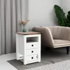 Nightstand with Charging Station, End Table, Side Table for Bedroom, Living Room, Farmhouse Design, Wood Rustic, Antique White 3