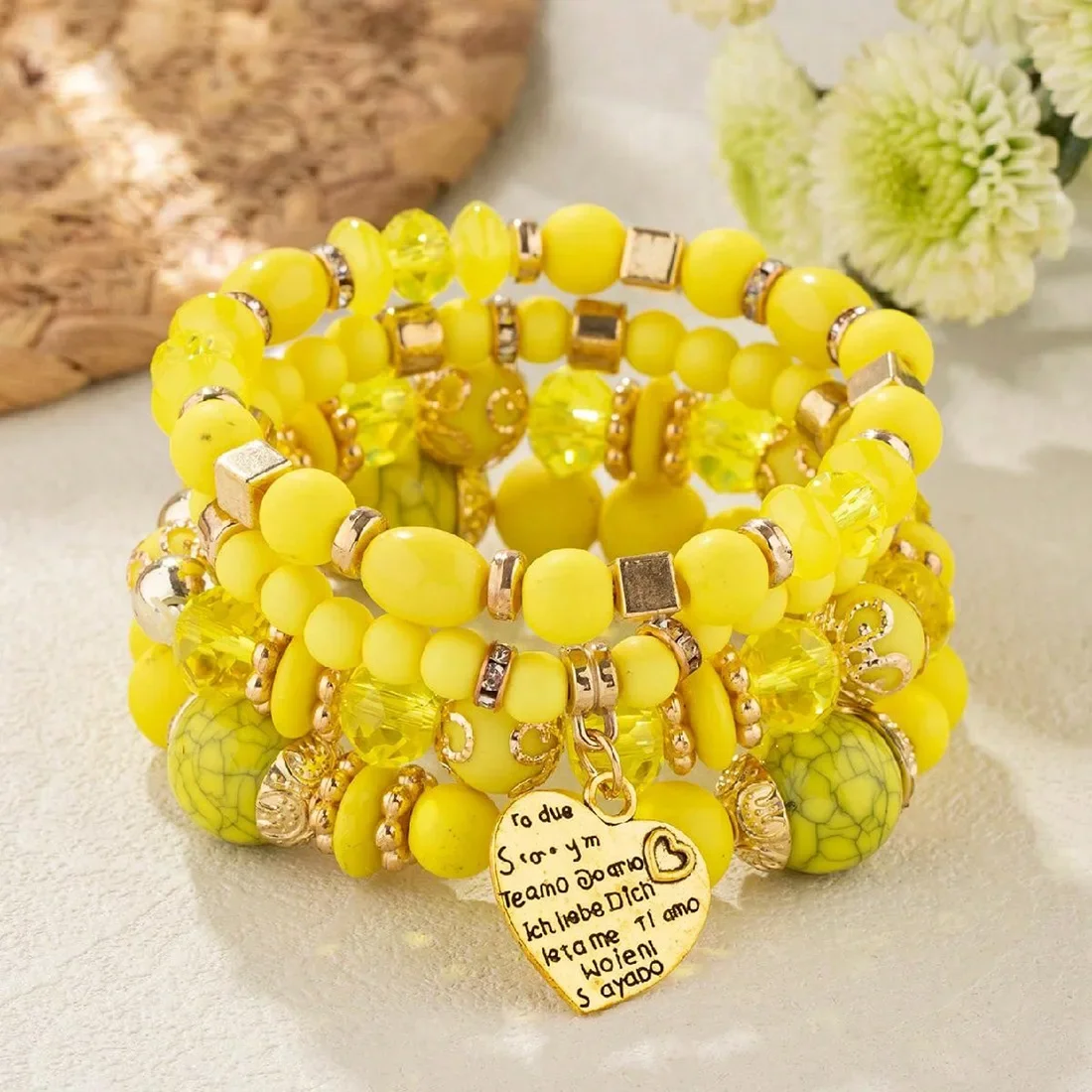 RSSC★韓国★人気★男女兼用★BEADS CHAIN BRACELET 2色 ZMZY 2MM Square Stone Bracelets Gold Color Beaded Stacking