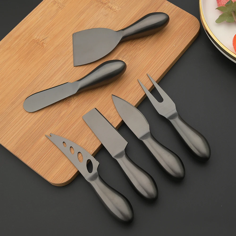 Black Matte Cheese Knives Set High Quality Stainless Steel Handle Multi-Use Divider Cheese Knife Butter Spatula Slicer