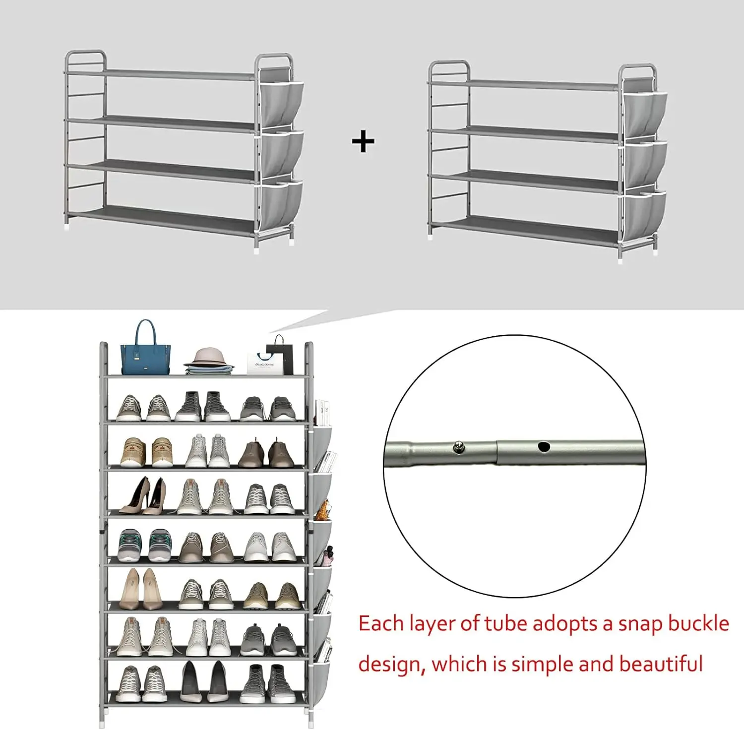 https://ae01.alicdn.com/kf/S5a8d13261c5f4feeac25e46101388b91z/New-Storage-Organizer-4-Tier-Free-Standing-Metal-Shoe-Shelf-Compact-Shoe-Organizer-with-Side-Bag.jpg