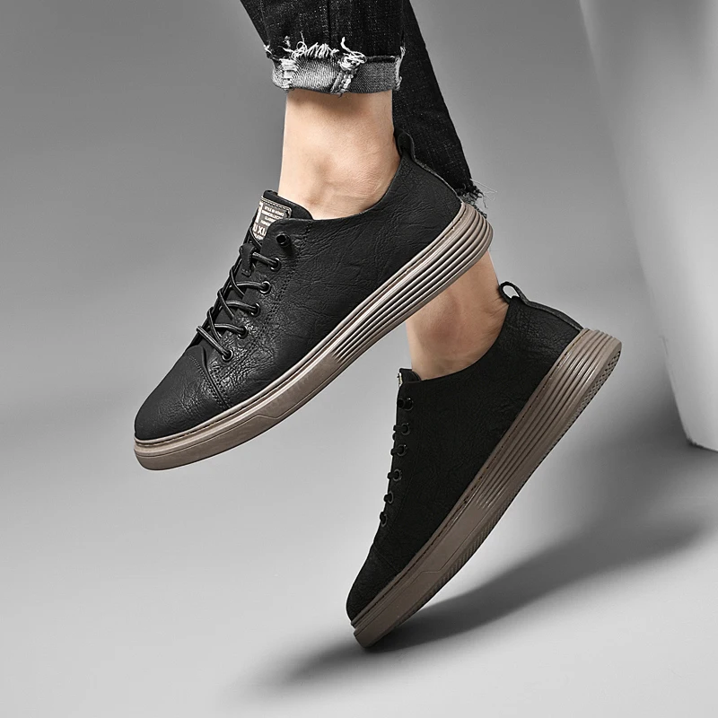 High Quality Male Walking Footwear Fashion Mens Skate Shoes Business Male Casual Shoes Man Sneakers  Genuine Leather Men Shoes view 6