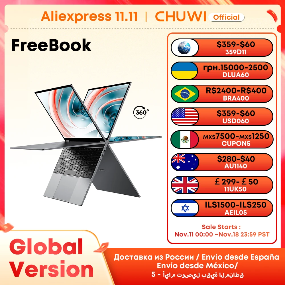CHUWI FreeBook Notebook Laptop i3-1215U / N100 Processor 13.5