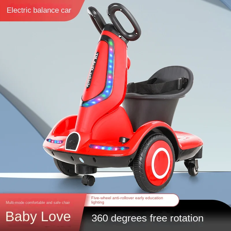 New Children's Electric Motorcycle Charging Dual-drive Balance Cars Can Sit Person Remote Control Drift Rotating Four-wheeler