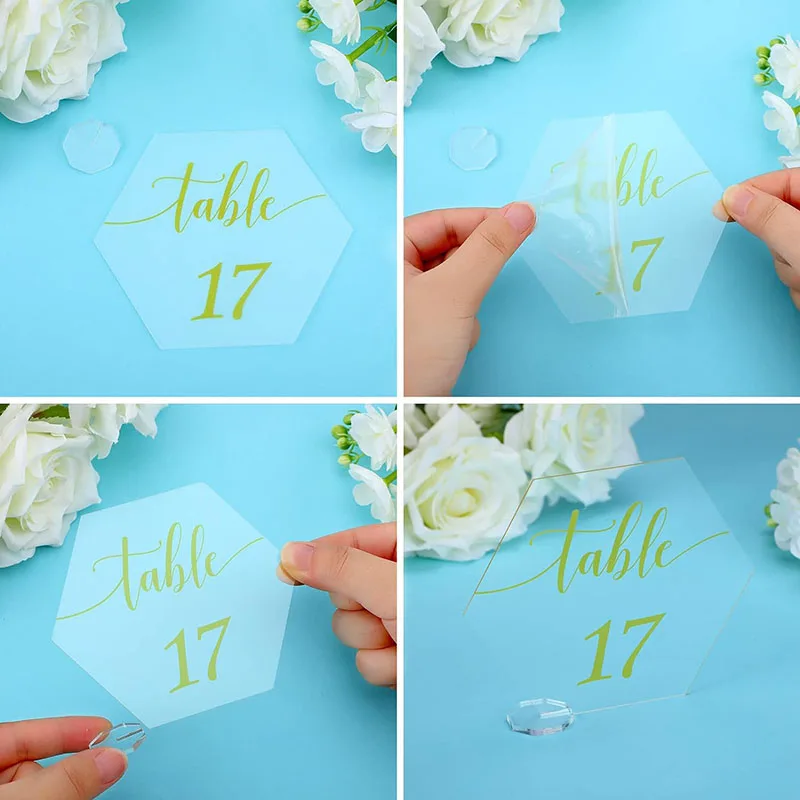 10 Sets Wedding Table Numbers Clear Arch DIY Acrylic Sign with Stand Blank Holder for Wedding Reception Party Centerpieces Decor