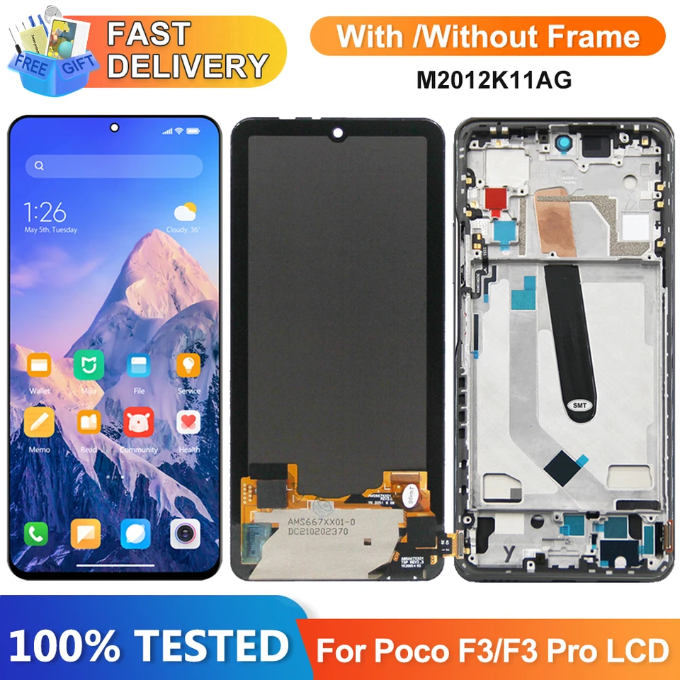 Super Amoled Poco F3 Screen Replacement, for Xiaomi Poco F3