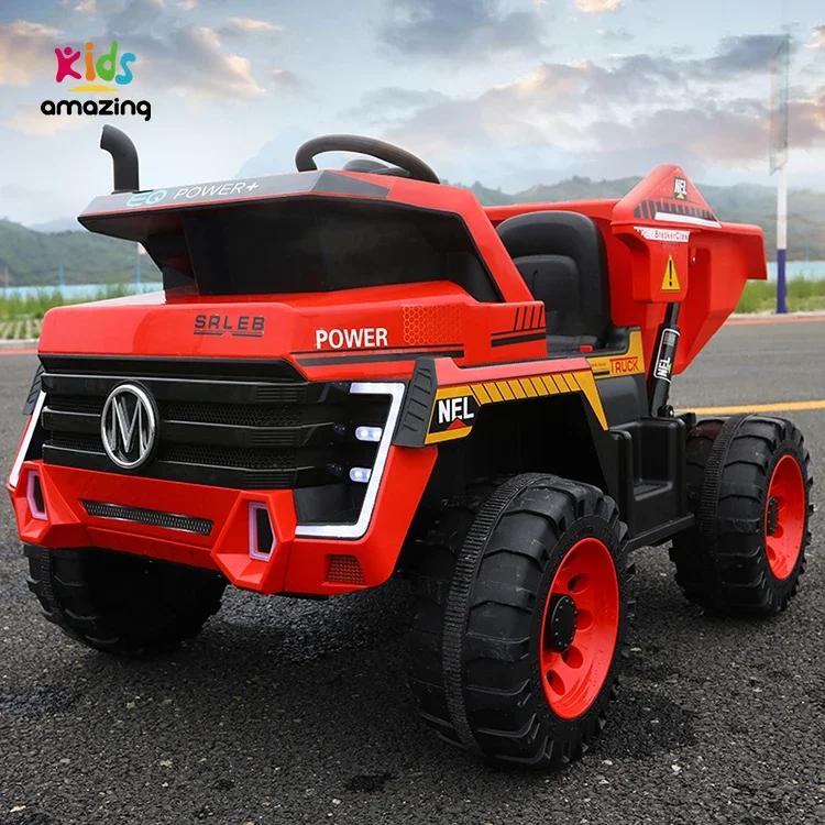 Kids 12v electric ride on car toy fire truck Electric Engineering Dump Truckcustom 18pcs engineering vehicle toys construction excavator tractor bulldozer fire truck models kids toy car boys toys