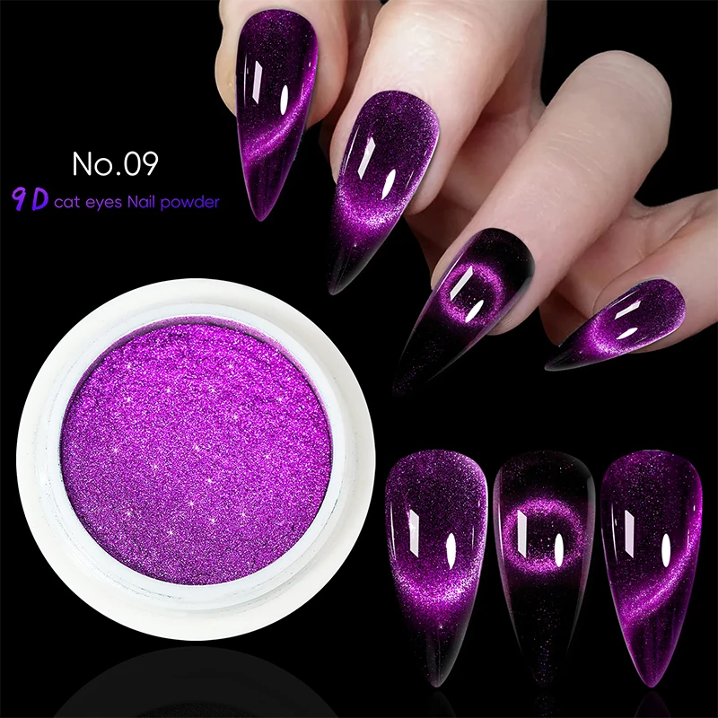 9D Katzenaugen-Magnet-Nagelpigmentpulver, starker Magnet, magischer Spiegelglitter, Maniküre-Dekorationsstaub für Nagelgel, matt – Detail 16
