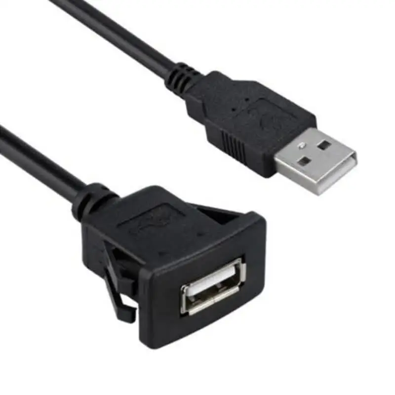 USB 64 GB Pannello Porta USB Doppio Con Cavo 150cm - Adattatore Prolunga Per Cruscotto Auto, Nero Cavo Ricarica Doppia Presa Auto
