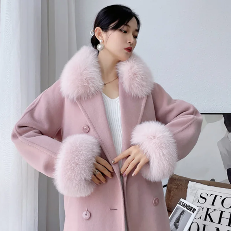 Winter Natürliche Fuchs Pelz Kragen Hals Wärmen Pelz Schals Frauen Pelzigen Pelz Schal Ärmeln Luxus Mantel Jcaket Weibliche Echtpelz Manschetten Set – Detail 20