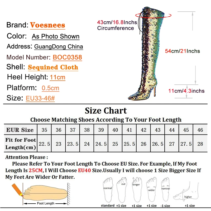 Over The Knee Glitter Boots For Women Autumn Winter Warm Party Shoes Sequins Pointed Toe Stiletto Heels Night Club Female Boots