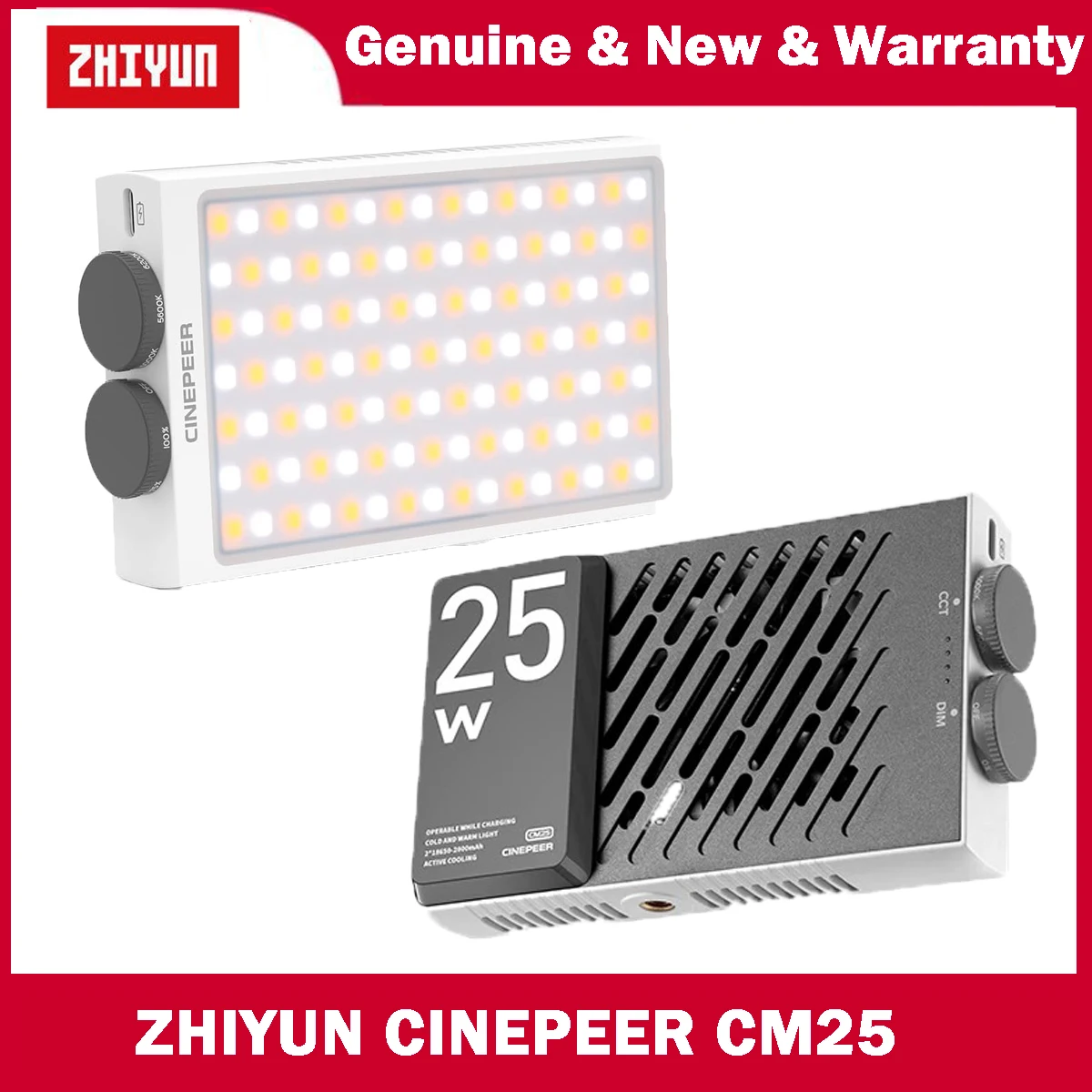 

ZHIYUN CINEPEER CM25 25W LED Video Light Pocket-Sized Mini Portable Photography Light On Camera for Youtub TikTok Video Vlogging