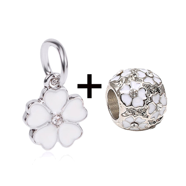 New Design White Heart Charm Beads Pendant Fit European Style Brand Bracelets Necklaces For Women Jewelry Making