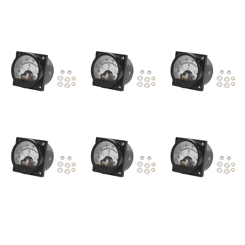 

6X AC 0-300V круглый аналоговый циферблат измеритель панели вольтметр датчик черный