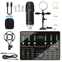 

Karaoke microphone Professional Condenser bluetooth wireless with Ring fill light MIC Sound card streaming Living Gaming Singing