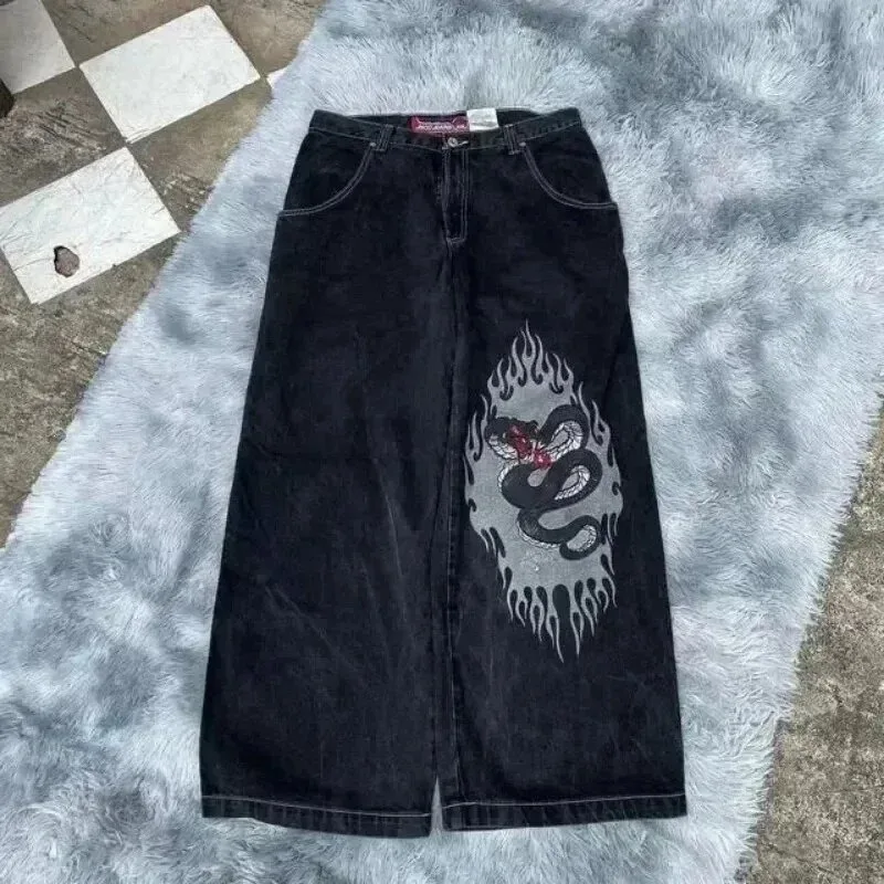 Men Women Loose Jeans Summer Y2K Embroidery Vintage High Quality Pants Hip Hop Goth Streetwear Harajuku Casual Wide Leg Trousers