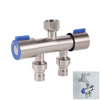 1 In 2 Out Faucet Washing Machine Toilet Shower Valve Bathroom Triangle Valve Water Control Valve Dual Control Diverter Valve 1