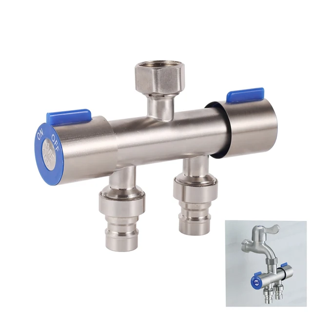 1 In 2 Out Faucet Washing Machine Toilet Shower Valve Bathroom Triangle Valve Water Control Valve Dual Control Diverter Valve 1