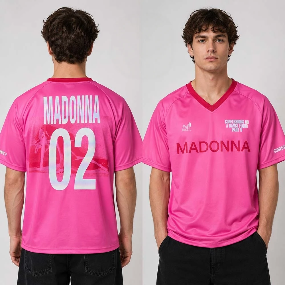 Neues Familien-Set: Madonna Confessions on A Dance Floor 02 Rosa Fußballtrikot, Schnelltrocknendes Streetwear-T-Shirt für Eltern und Kinder