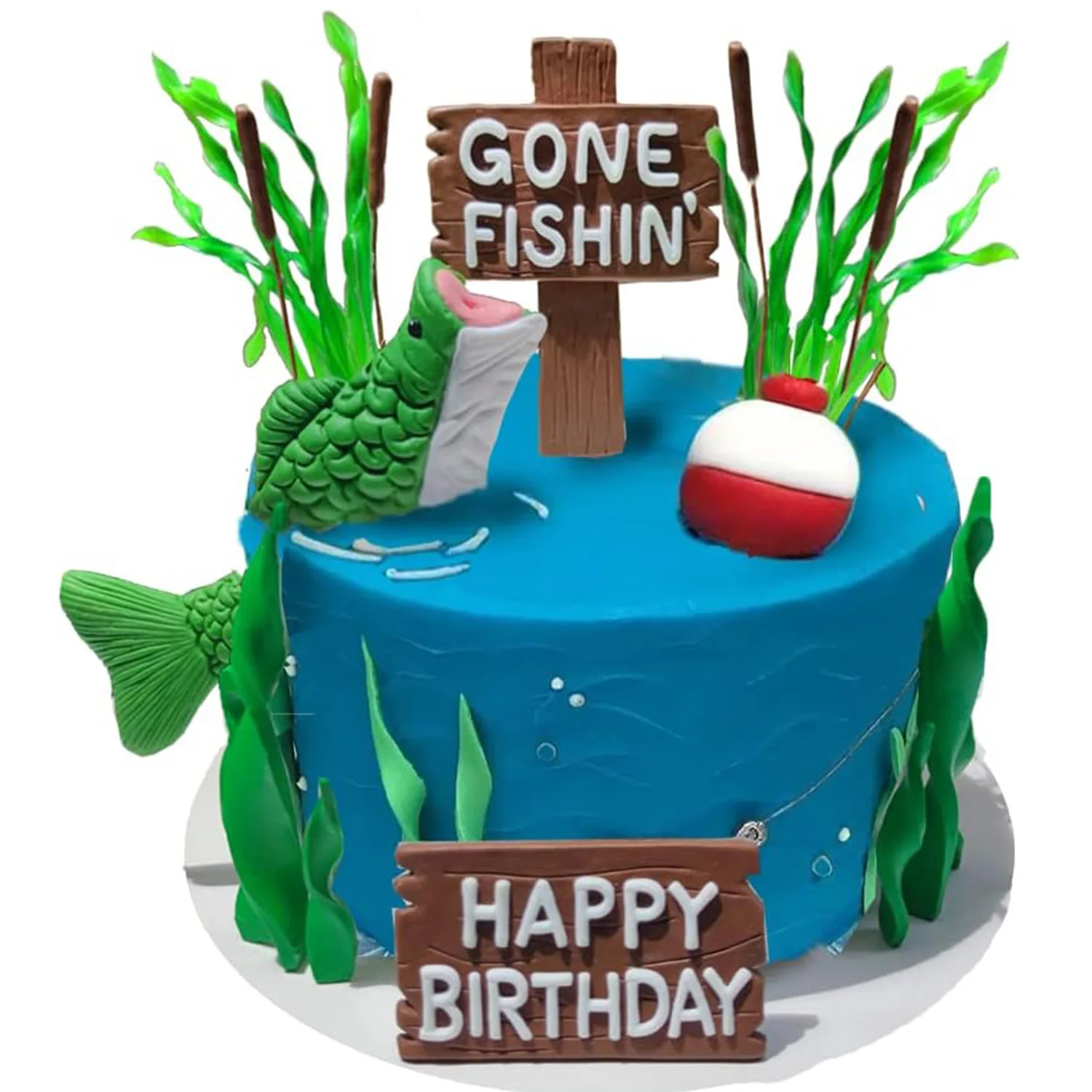 Gone Fishing Kuchendekoration - Geburtstagstorte Deko Angler Thema
