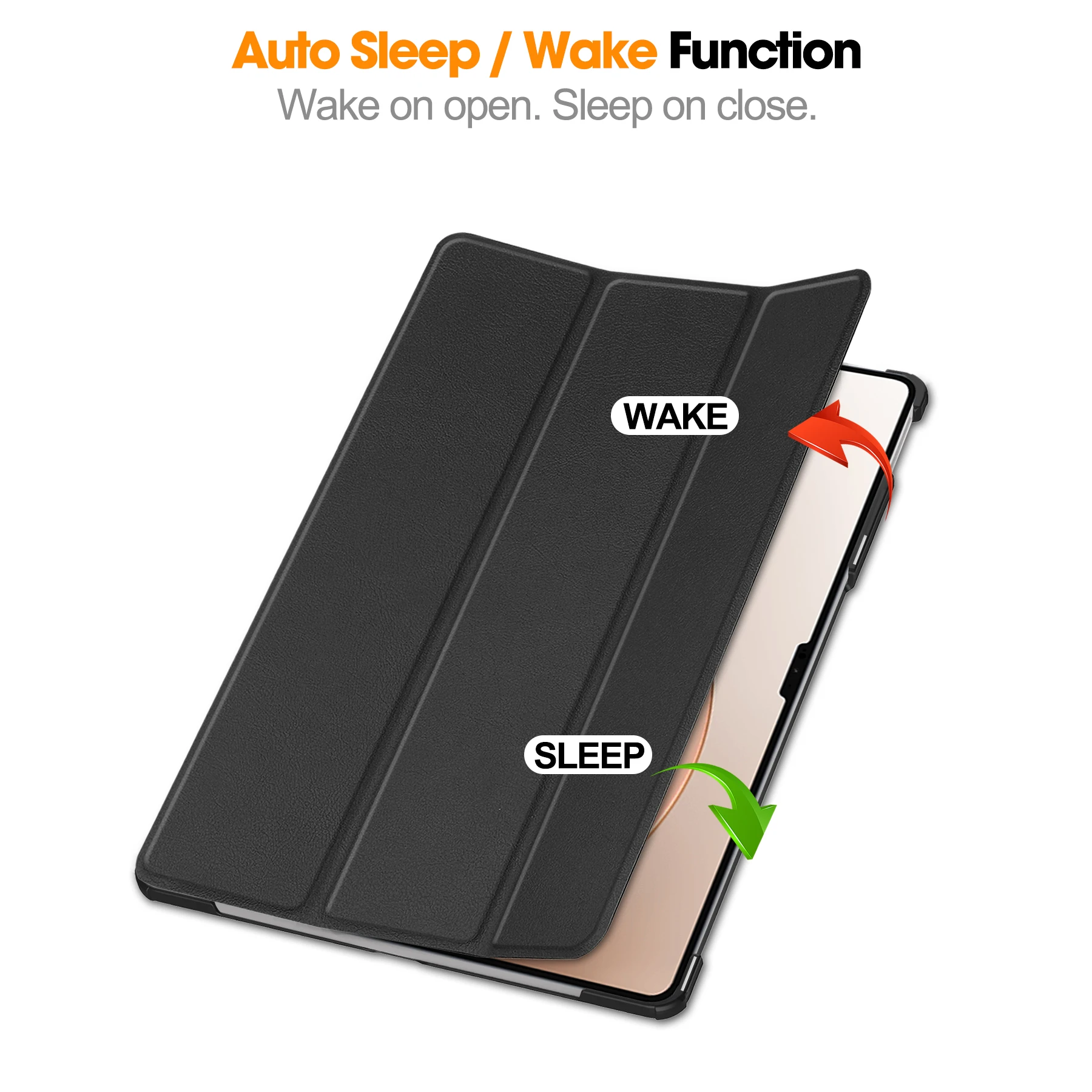 Tri-Folding PU Leather Flip Stand Cover with Auto Sleep