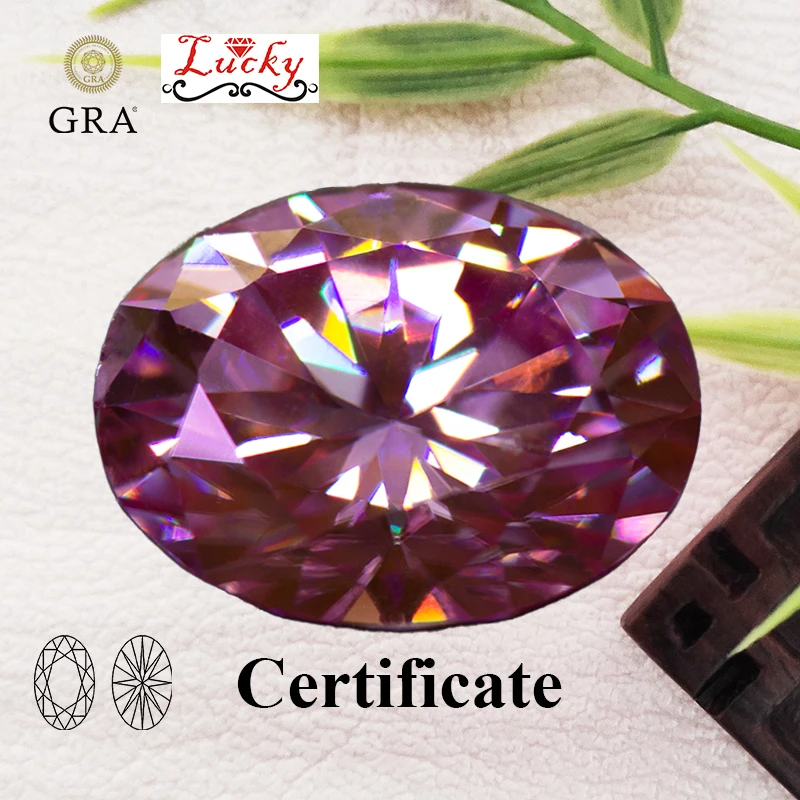 

Moissanite Sakura Pink Color Oval Shape Top Quality Charms Beads for DIY Jewelry Making Necklace Materials with GRA Certificate