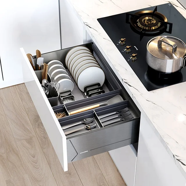 Goldmine New Tableware Drawers High-end Kitchen Cabinet Accessories Pull-out Organization Shelf WPC-750