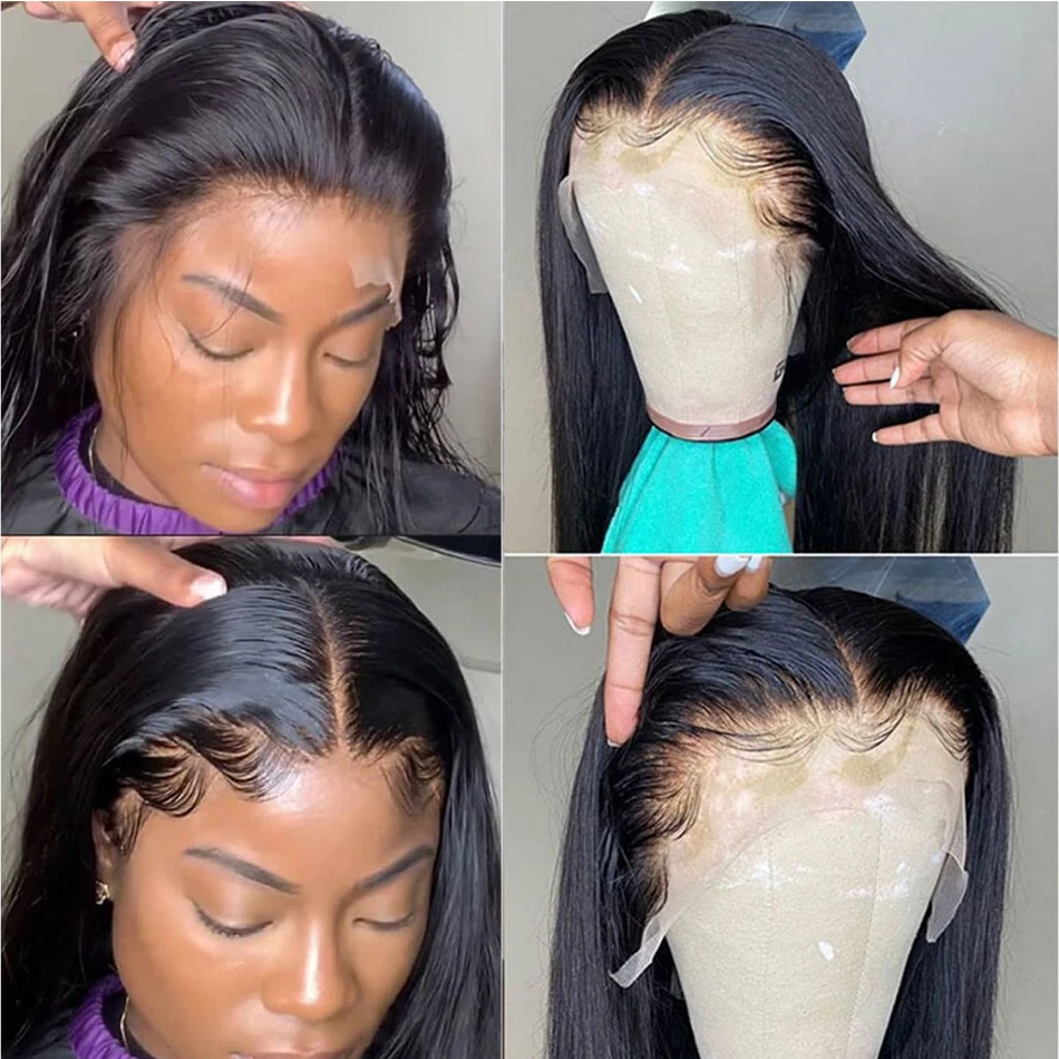

4x4 13x6 HD Lace Front Human Hair Wigs 22 34 Inch Bone Straight 250 Density PrePlucked Lace Wig Brazilian 360 Lace Frontal Wig