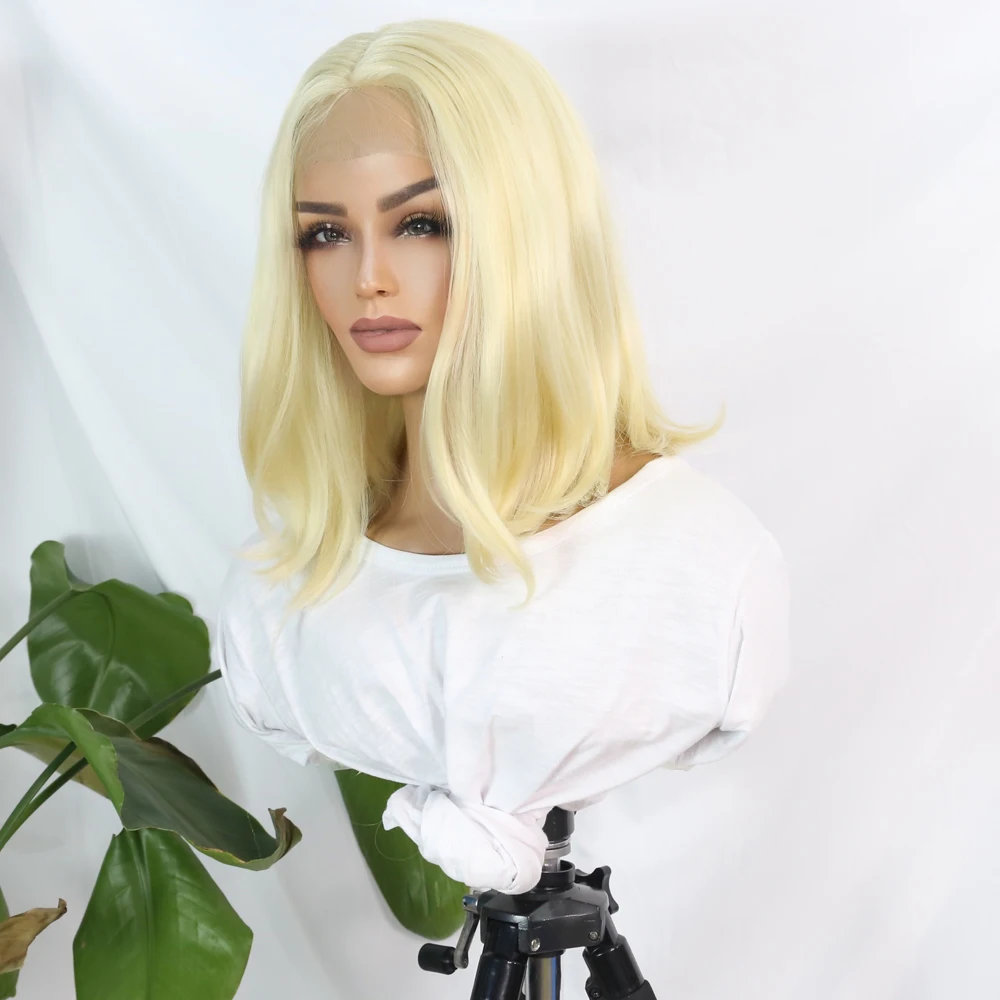 Synthetic Lace Wigs For Women 613 Color Blonde Middle Parting Wave/Straight Hair Daily/Party/Cosplay Anime Heat Resistant Fiber