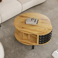 Table basse et d'appoint rotative 2 en 1 – Étagère de rangement interne cachée pratique, design peu encombrant, idéale pour une utilisation dans le salon 5