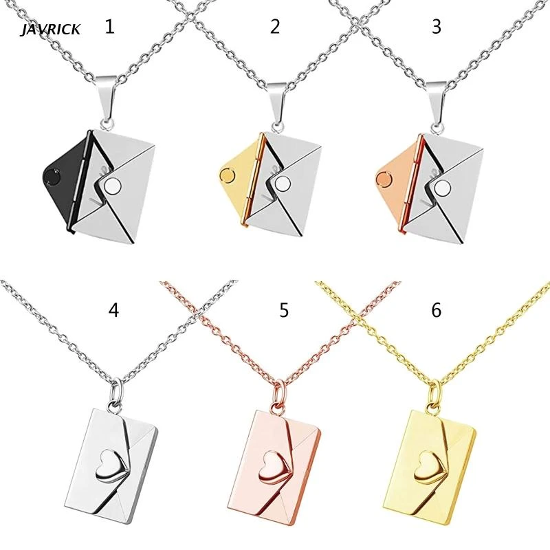 Valentine's Day Love you Secret Hidden Message Pendant Necklace Stainless Can Photo Frame Envelope Necklace| | - AliExpress