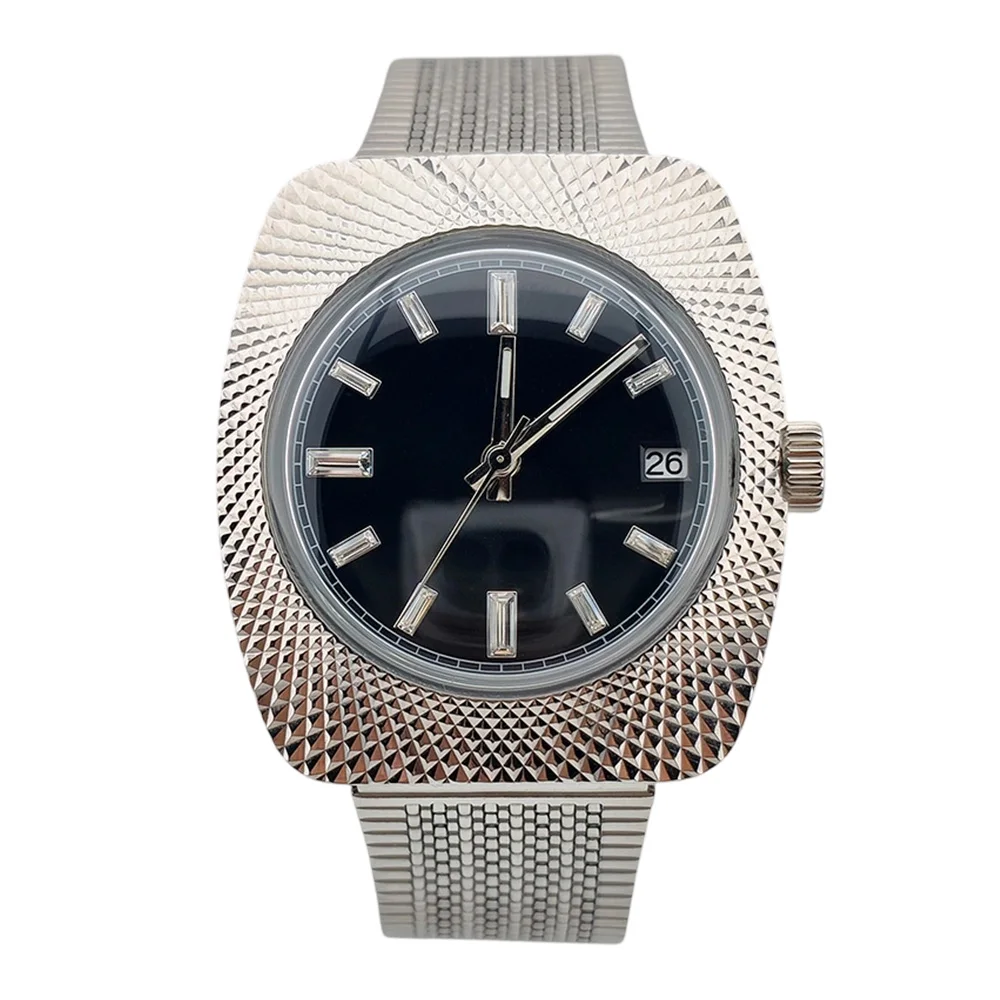 New Men's Watch with Metal Texture 36.5mm Stainless Steel Acrylic Glass Waterproof Case 28.5mm dial fit Automatic Movement