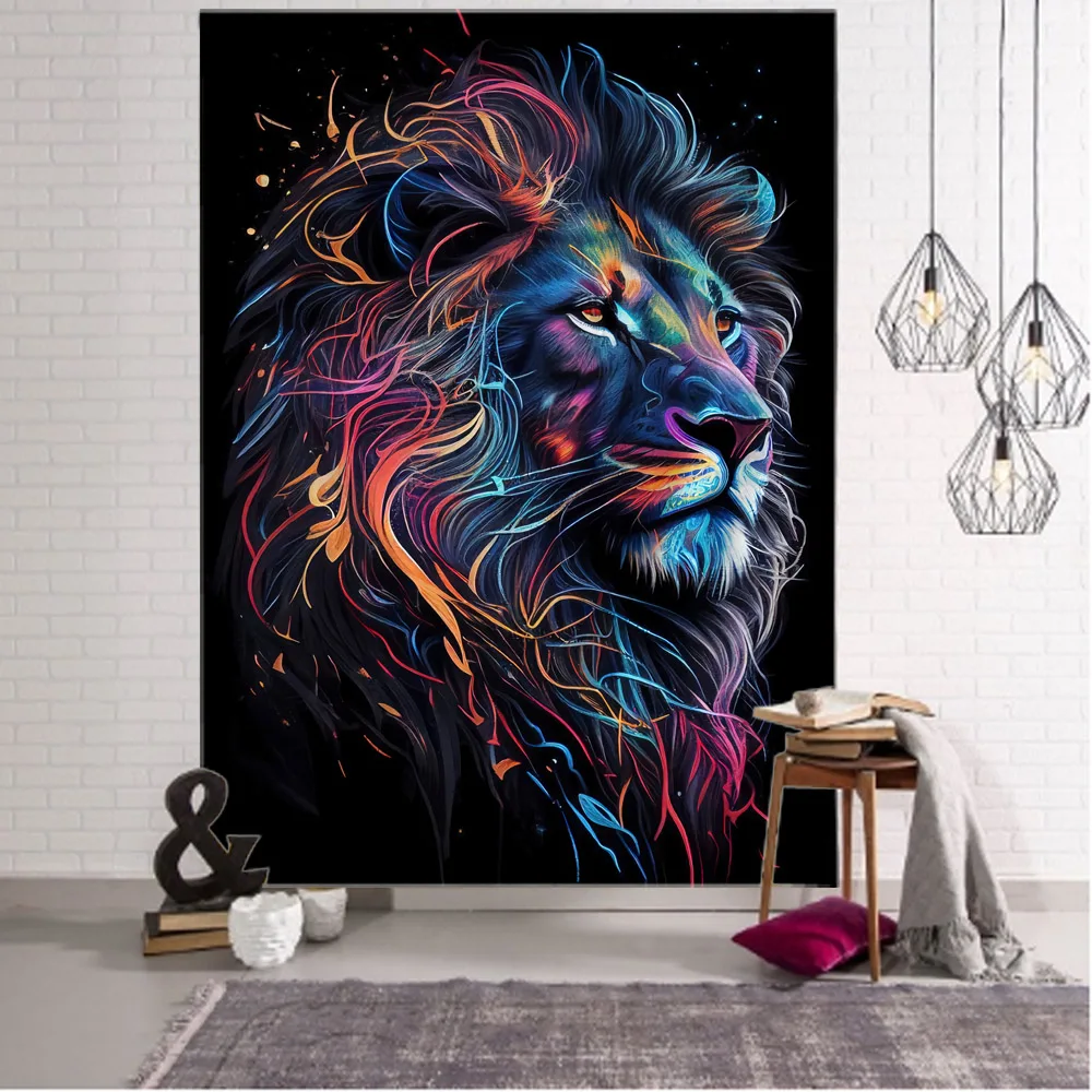 Tapestry Decor Fierce Lion Hippie Bohemian Wall Hanging for Bedroom