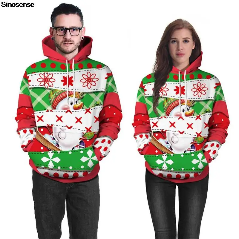 

Men Women Snowman Ugly Christmas Sweater Pullover Holiday Party Jumper Tops 3D Novelty Printed Xmas Hoodies Sweatshirts