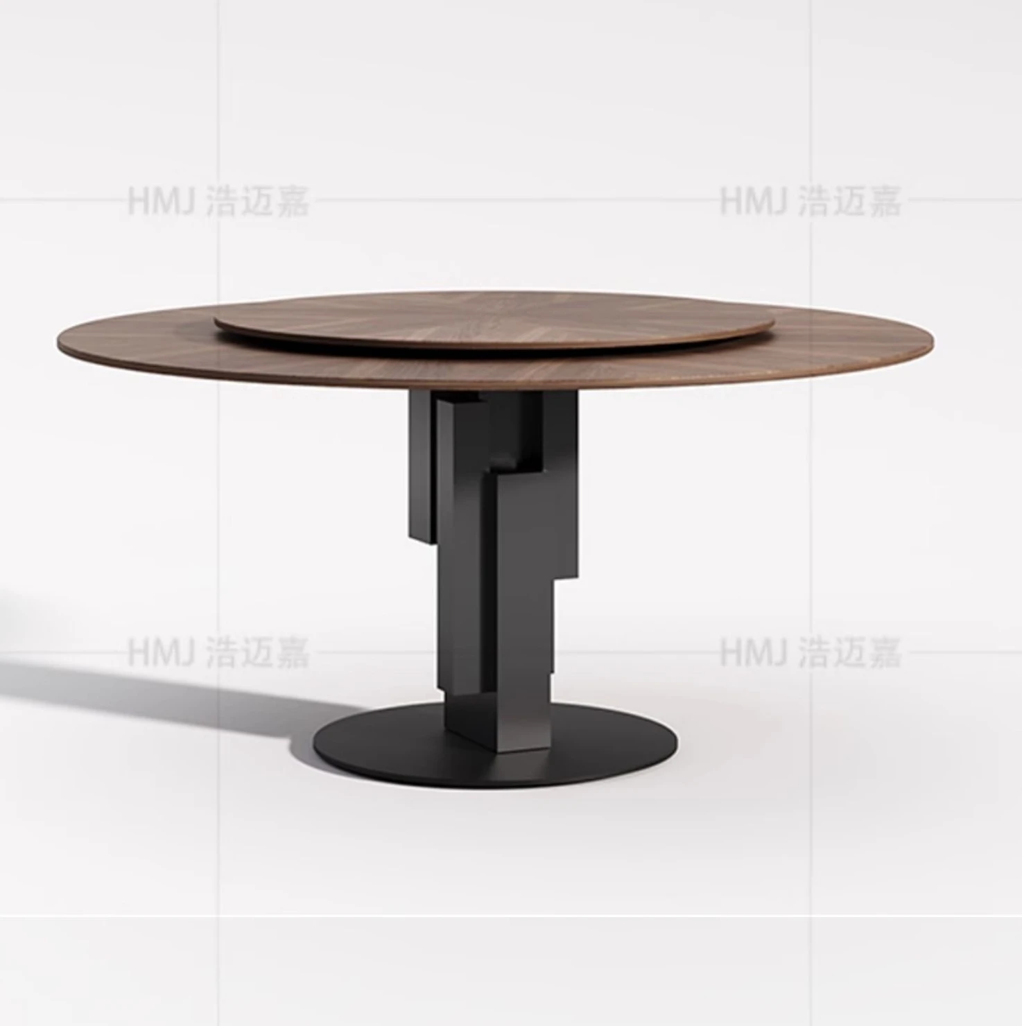 

Italian Retro Style round Dining Tables and Chairs Set Simple Modern Dining Table with Turntable Light Luxury round Table