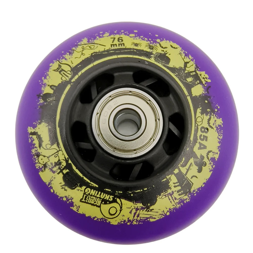 Inline skate wheel skating wheel purple 72mm 76mm 85A bearing 608z smooth quiet 8wheels/lot