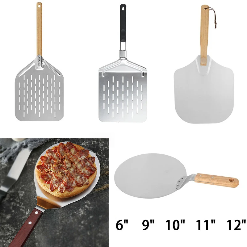 Pizza Peel Aluminium Alloy Pizza Shovel 12inch with Handle Non-Stick Perforated Shovel Lightweight for Baking