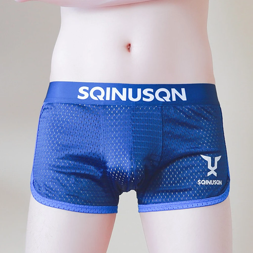 

Mens Boxers Briefs Mesh Hollow Breathable Arrow Shorts U Convex Pouch Underwear Trunks Lingerie Ice-Silk Comfy Panties Homme
