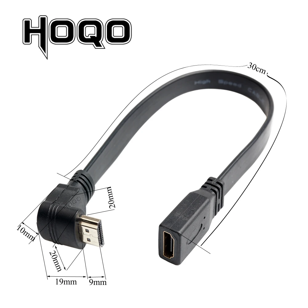 Cavo Di Prolunga Hdmi Piatto Da 90 Gradi Hdmi Maschio A Femmina Ad Angolo Corto Sottile 90 Gradi Sottile Su/Giù Cavo 1.4V Corto Hdmi Kabel 0.3M
