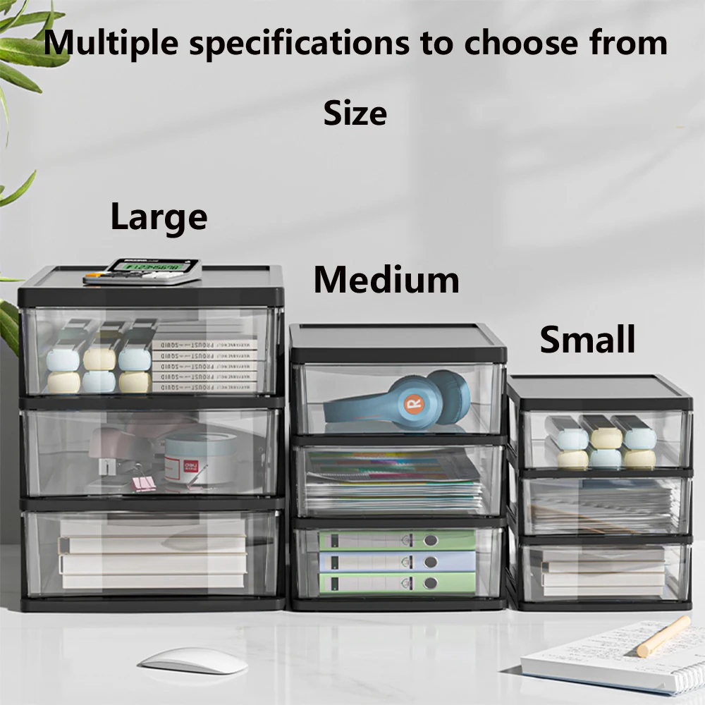 Storage Box Clear Desktop with Drawer Heightened Table Organizer Plastic Office for Stationery Cosmetics