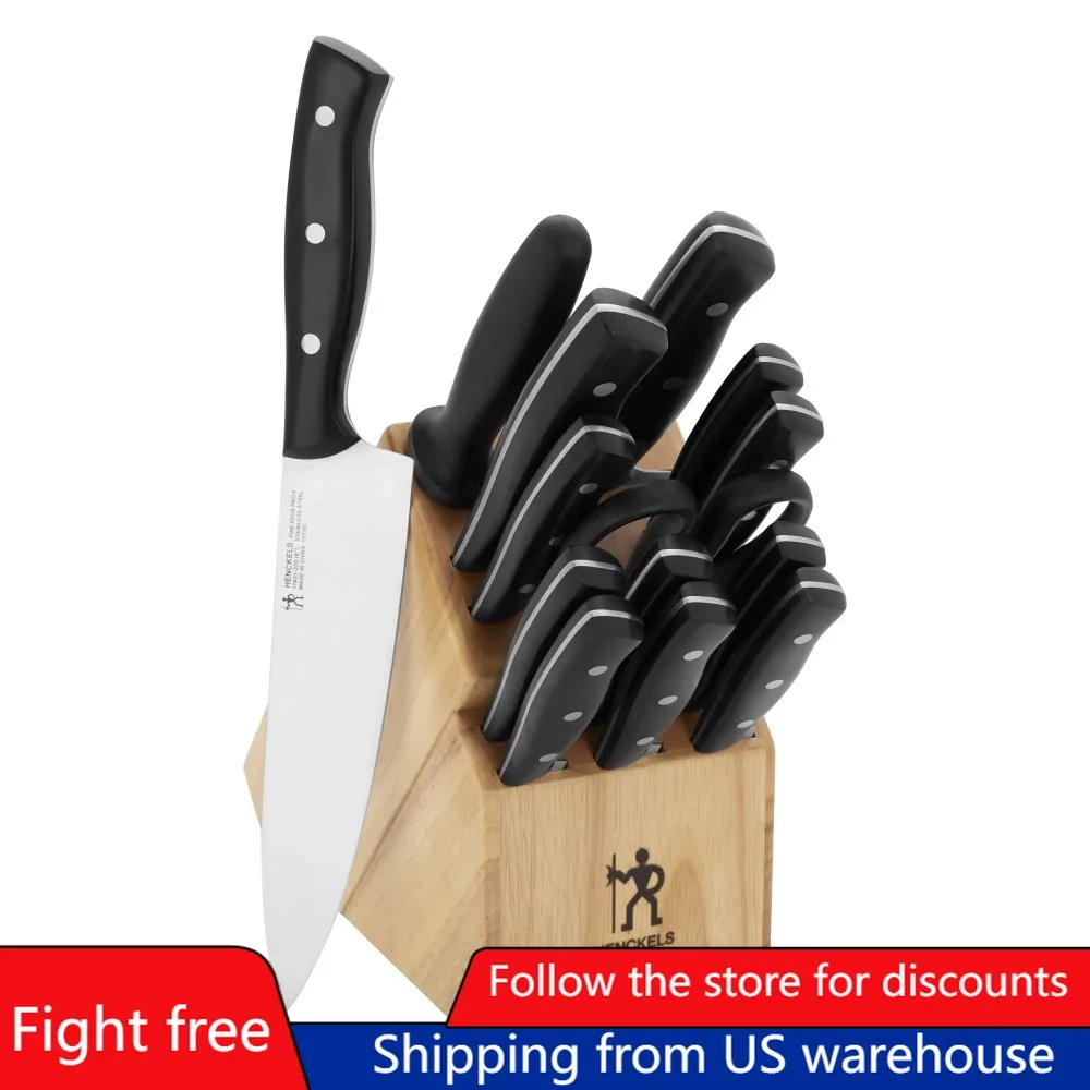 

15 PC Triple Rivet Stainless Steel Knife Block Set Freight Free Kitchen Knives Accessories Sets Dining Bar Home Garden